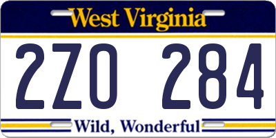 WV license plate 2ZO284