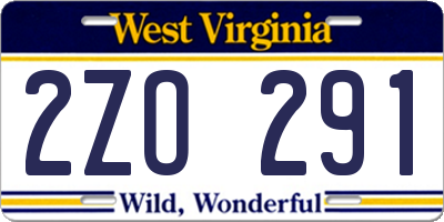 WV license plate 2ZO291