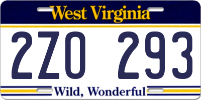 WV license plate 2ZO293