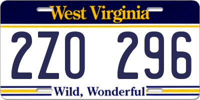 WV license plate 2ZO296