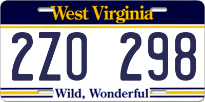 WV license plate 2ZO298