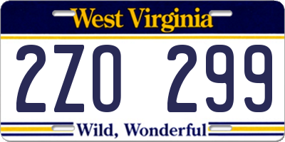 WV license plate 2ZO299