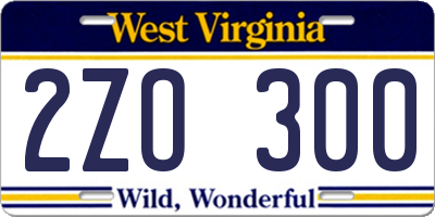 WV license plate 2ZO300