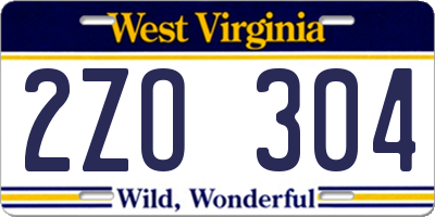 WV license plate 2ZO304