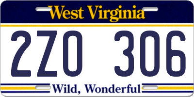 WV license plate 2ZO306