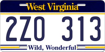WV license plate 2ZO313