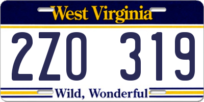 WV license plate 2ZO319