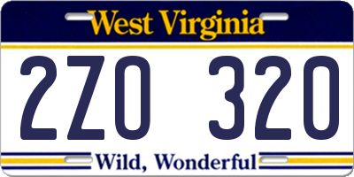 WV license plate 2ZO320