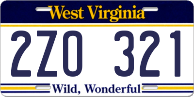 WV license plate 2ZO321