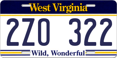 WV license plate 2ZO322