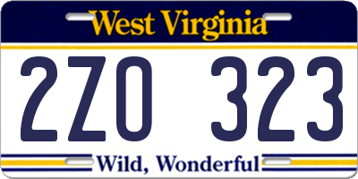 WV license plate 2ZO323