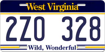WV license plate 2ZO328