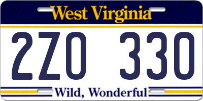 WV license plate 2ZO330