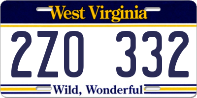 WV license plate 2ZO332