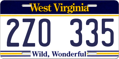 WV license plate 2ZO335