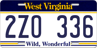 WV license plate 2ZO336