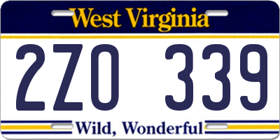 WV license plate 2ZO339
