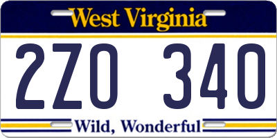 WV license plate 2ZO340