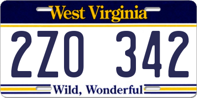 WV license plate 2ZO342