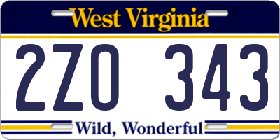 WV license plate 2ZO343