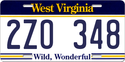 WV license plate 2ZO348