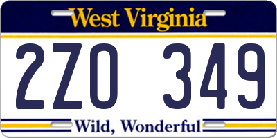 WV license plate 2ZO349