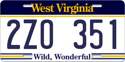 WV license plate 2ZO351