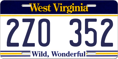 WV license plate 2ZO352