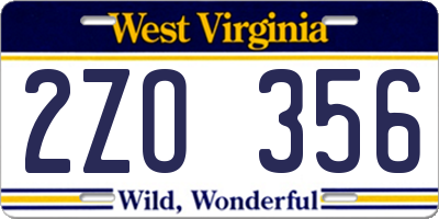 WV license plate 2ZO356