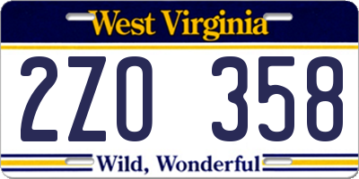WV license plate 2ZO358