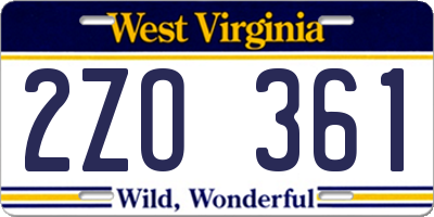 WV license plate 2ZO361