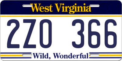 WV license plate 2ZO366