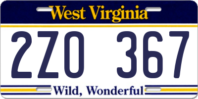 WV license plate 2ZO367