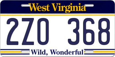WV license plate 2ZO368