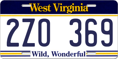 WV license plate 2ZO369
