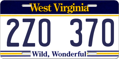 WV license plate 2ZO370