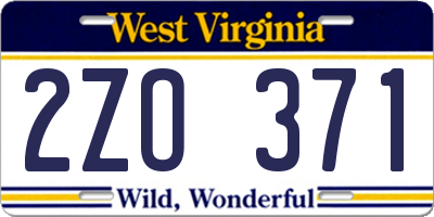 WV license plate 2ZO371