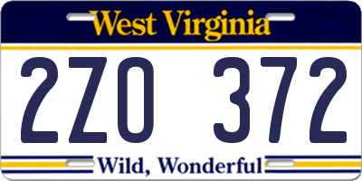 WV license plate 2ZO372