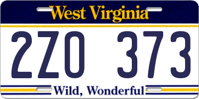 WV license plate 2ZO373