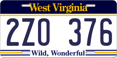WV license plate 2ZO376