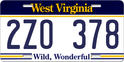 WV license plate 2ZO378
