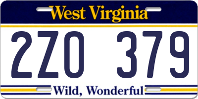 WV license plate 2ZO379