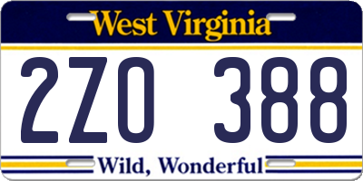 WV license plate 2ZO388