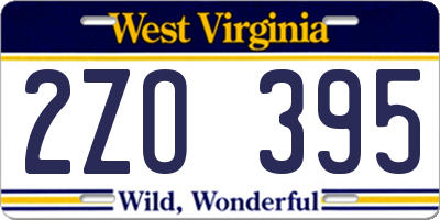 WV license plate 2ZO395