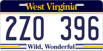 WV license plate 2ZO396