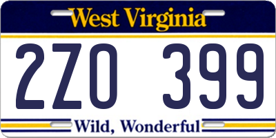 WV license plate 2ZO399