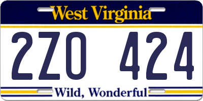 WV license plate 2ZO424