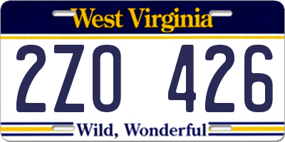 WV license plate 2ZO426