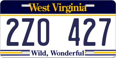 WV license plate 2ZO427