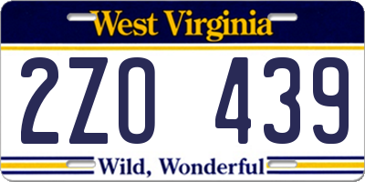 WV license plate 2ZO439